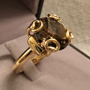 Gucci Horsebit Smoky Quartz 18k yellow gold Ring.